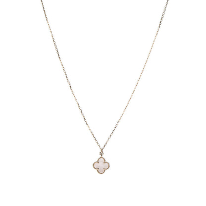 Van Cleef & Arpels 18K Yellow Gold Mother of Pearl Sweet Alhambra Pendant Necklace 1 of 7