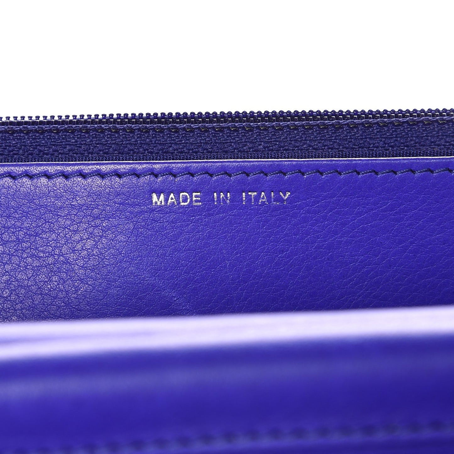 Calfskin Quilted Fancy CC Wallet On Chain WOC Blue