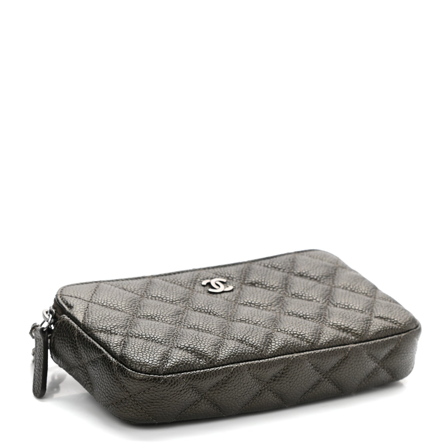 Caviar Quilted Small Clutch With Chain Dark Charcoal