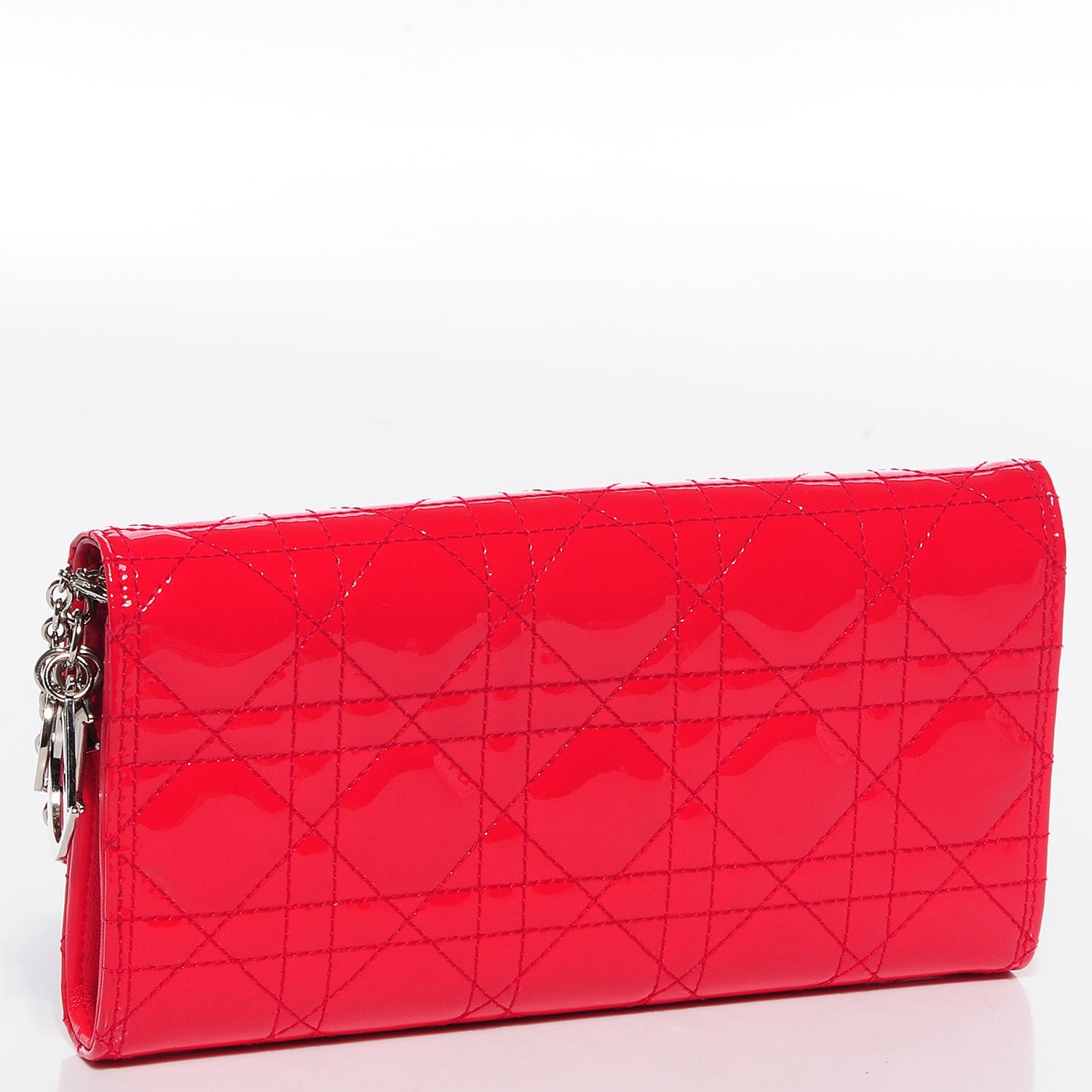 Christian Dior Patent Cannage Rendez-vous Chain Wallet Red 3 of 9