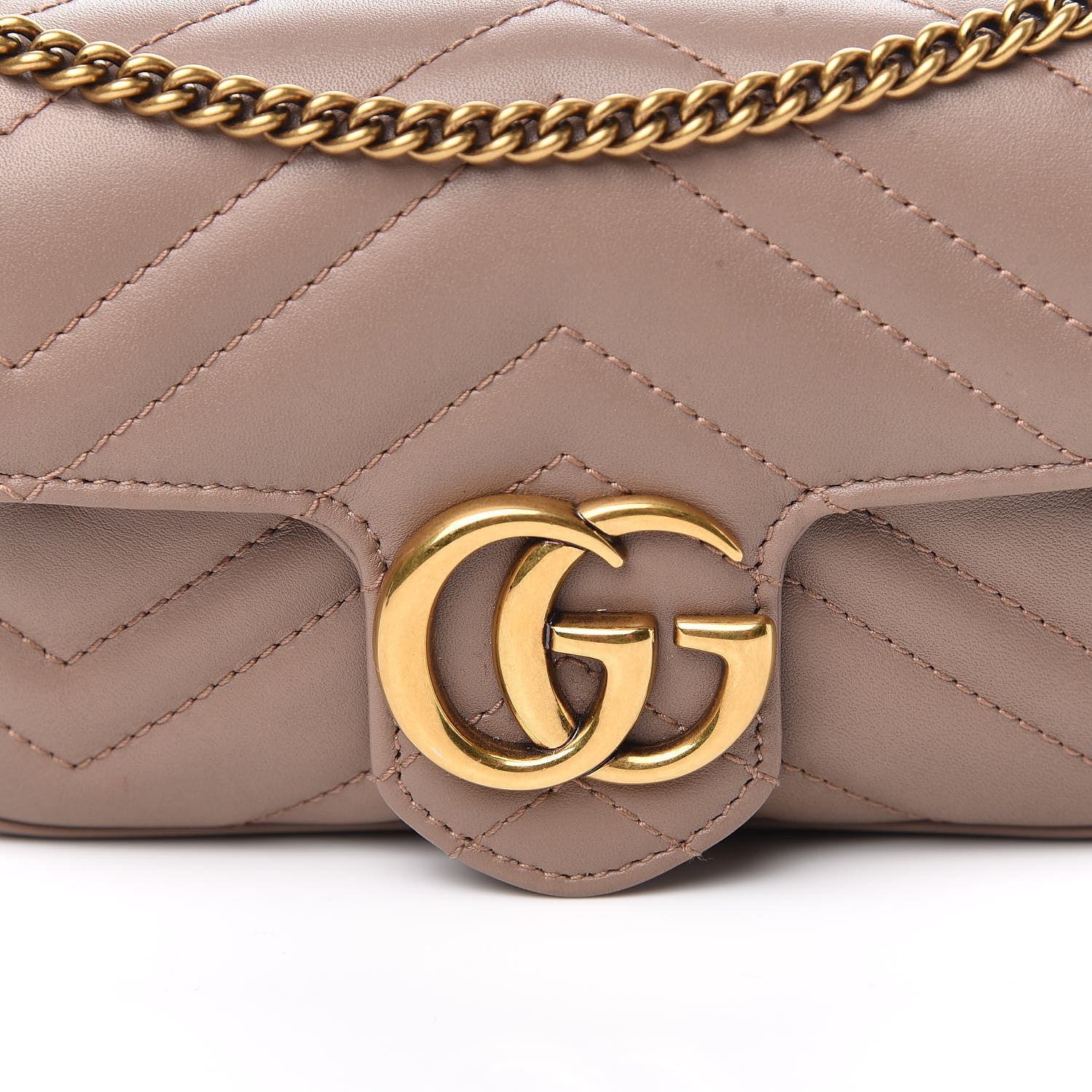 Gucci Calfskin Matelasse Super Mini GG Marmont Shoulder Bag Porcelain Rose 11 of 11
