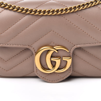Gucci Calfskin Matelasse Super Mini GG Marmont Shoulder Bag Porcelain Rose 11 of 11