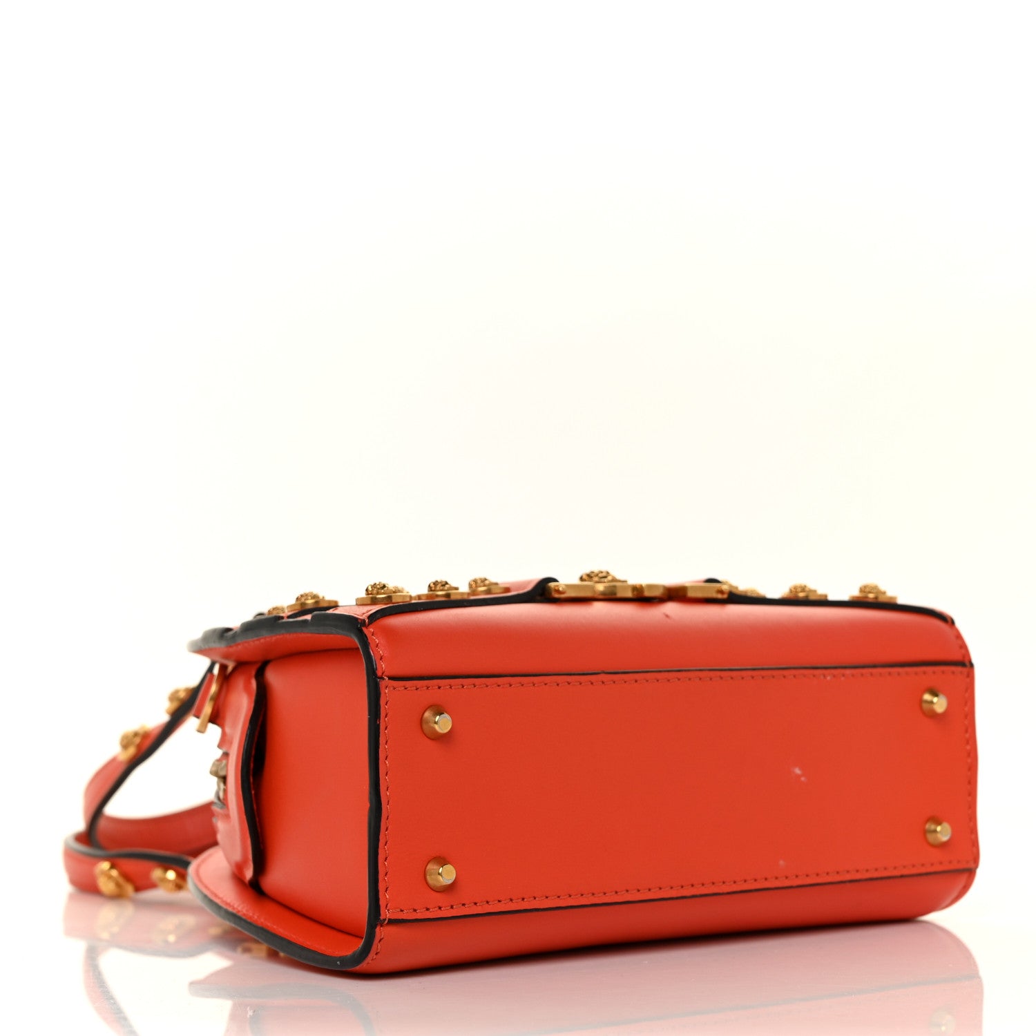 Versace Calfskin Small Medallion Tribute Bowling Bag Orange 4 of 9