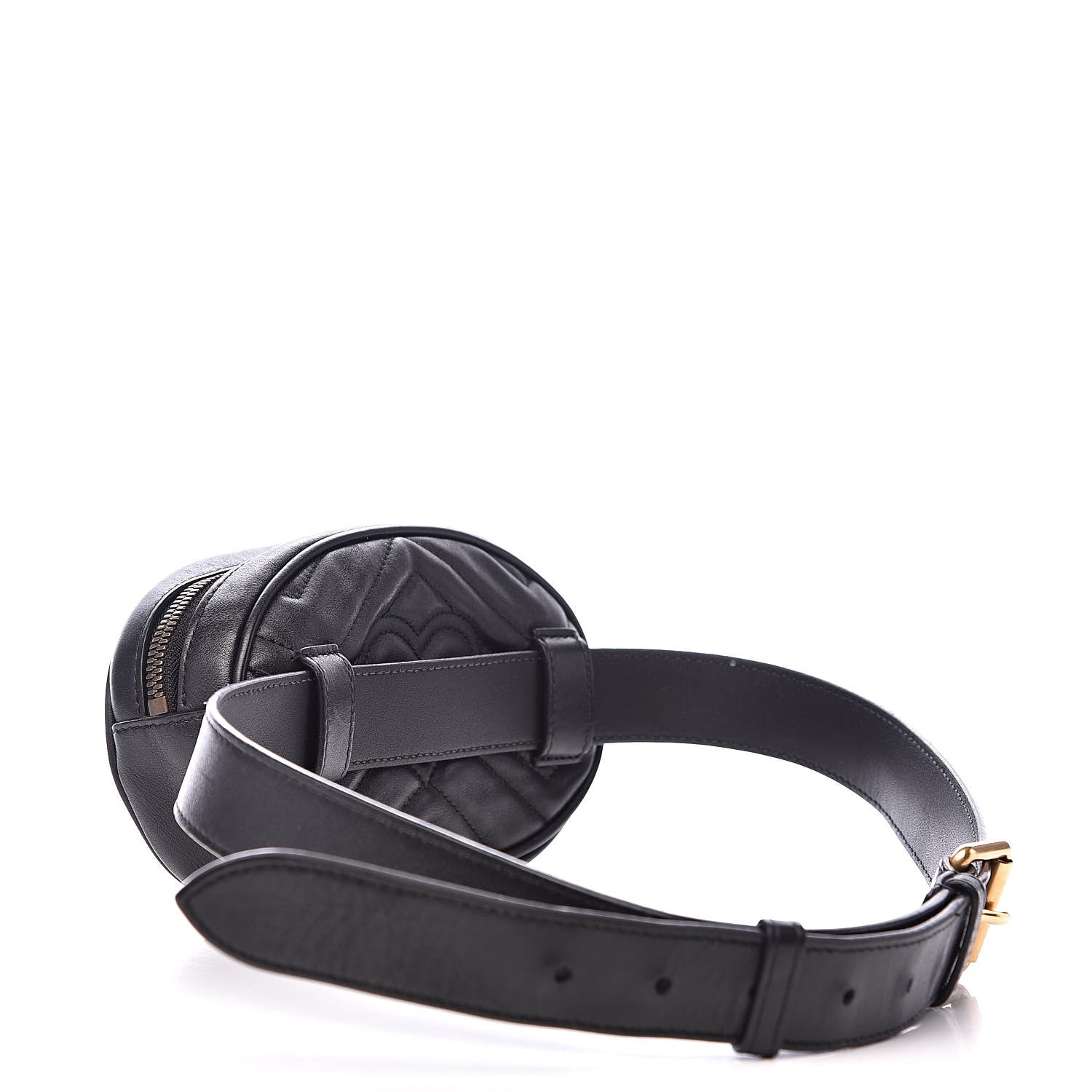 Gucci Calfskin Matelasse GG Marmont Belt Bag 85 34 Black 3 of 14