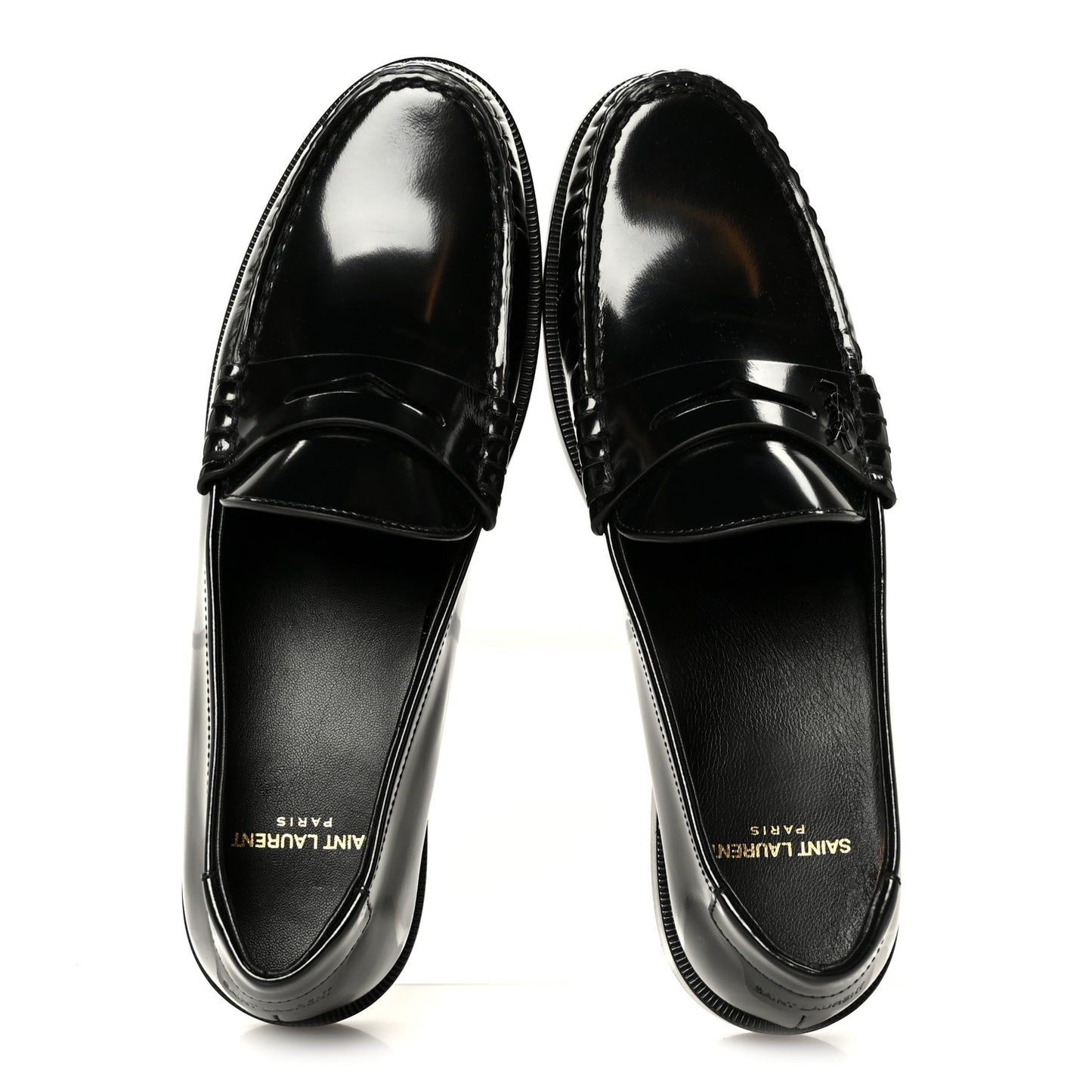 Glazed Calfskin Le Loafer 15 Penny Slippers 39.5 Black