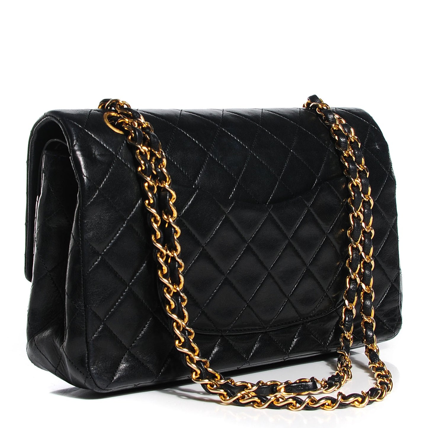 Lambskin Medium Double Flap Black