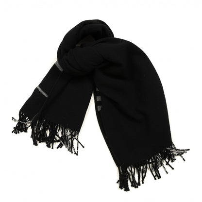 Burberry Merino Wool Cashmere Vintage Check Fringe Scarf Black 1 of 3