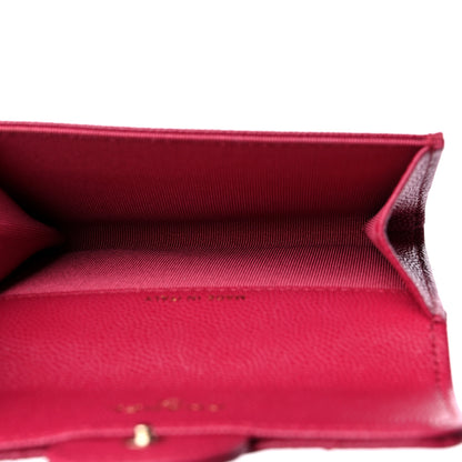 Chanel Caviar Quilted Flap Card Holder Wallet Dark Pink 5 of 9