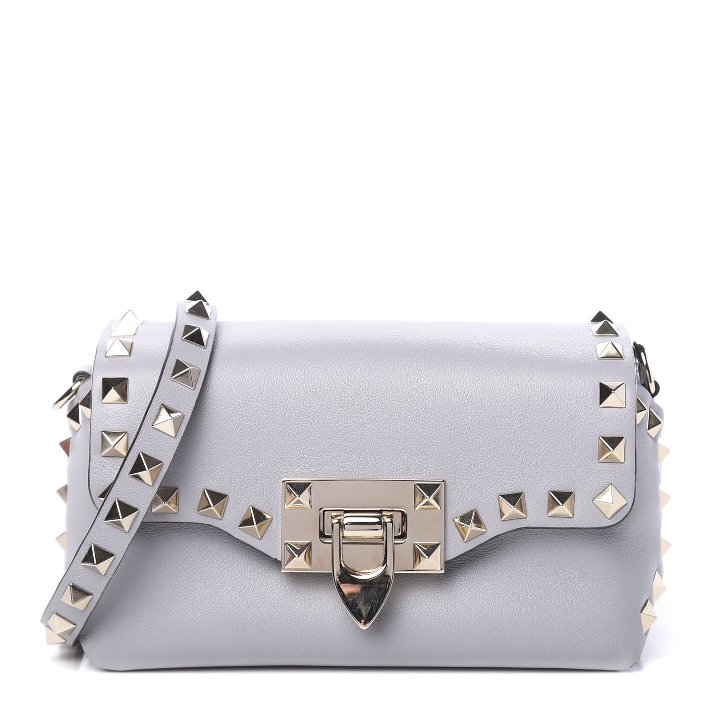 Vitello Mini Rockstud Crossbody Bag Pastel Grey