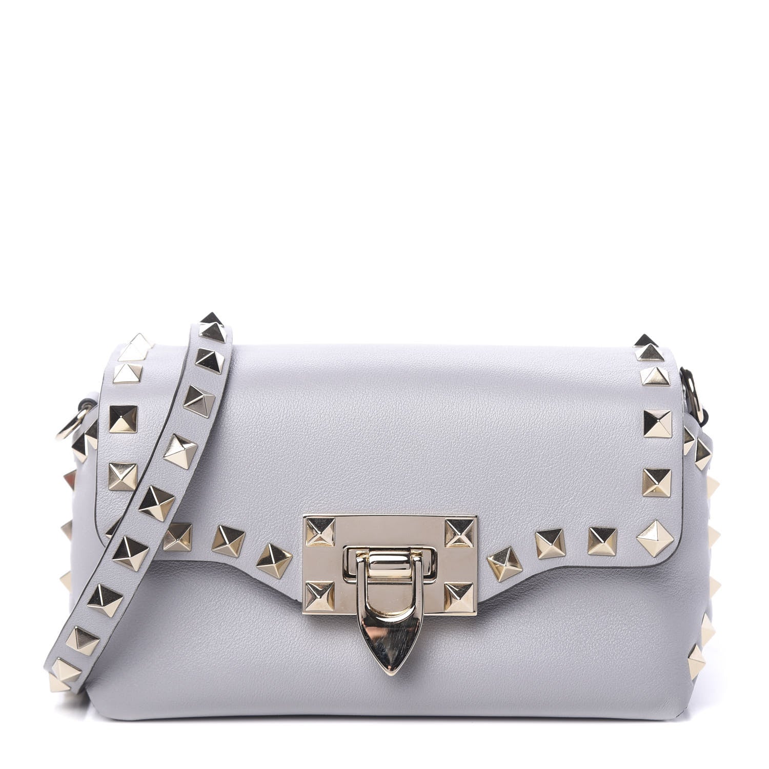 Valentino Garavani Vitello Mini Rockstud Crossbody Bag Pastel Grey 1 of 9