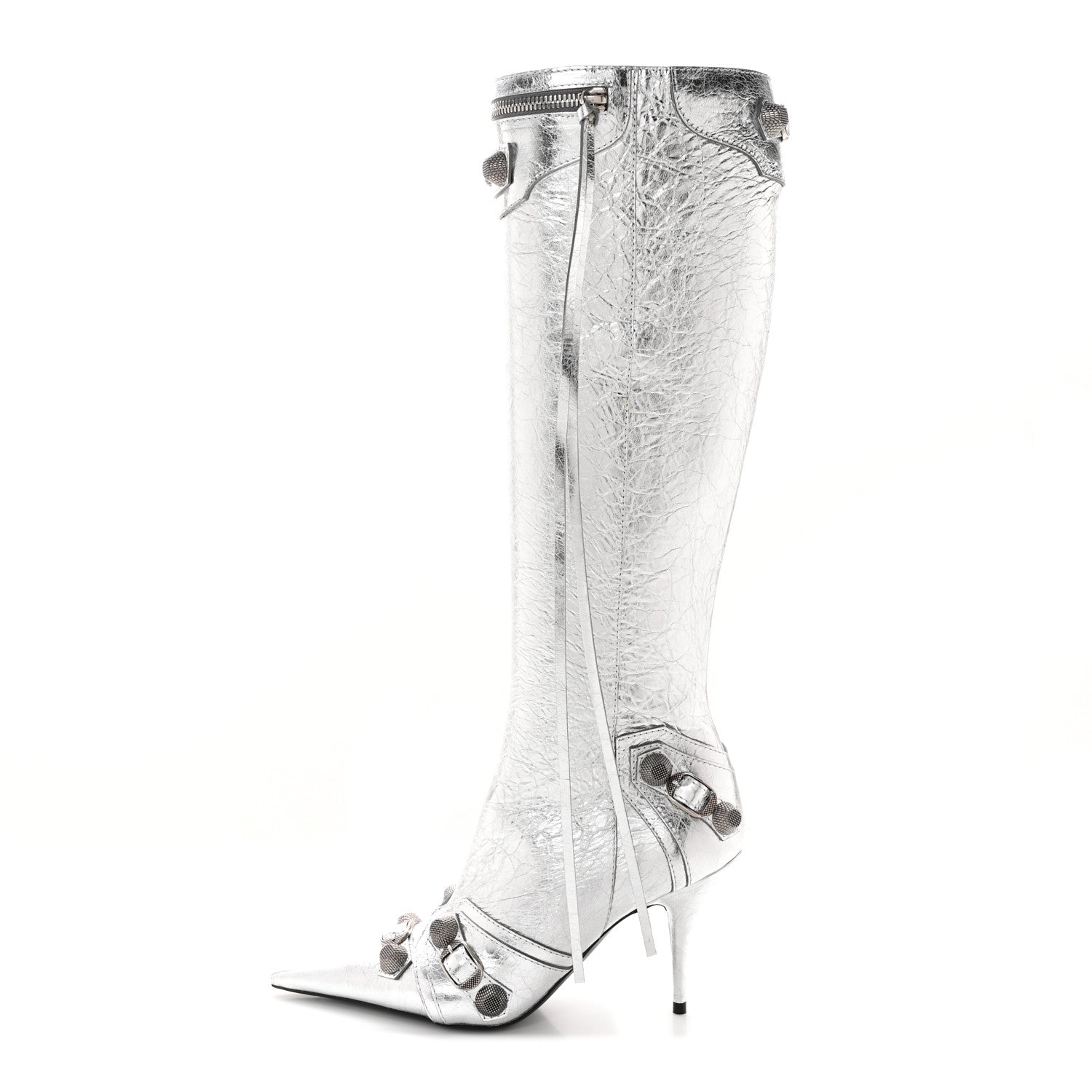 Balenciaga Metallic Agneau Arena Cagole 90mm Boots 37 Silver 1 of 12