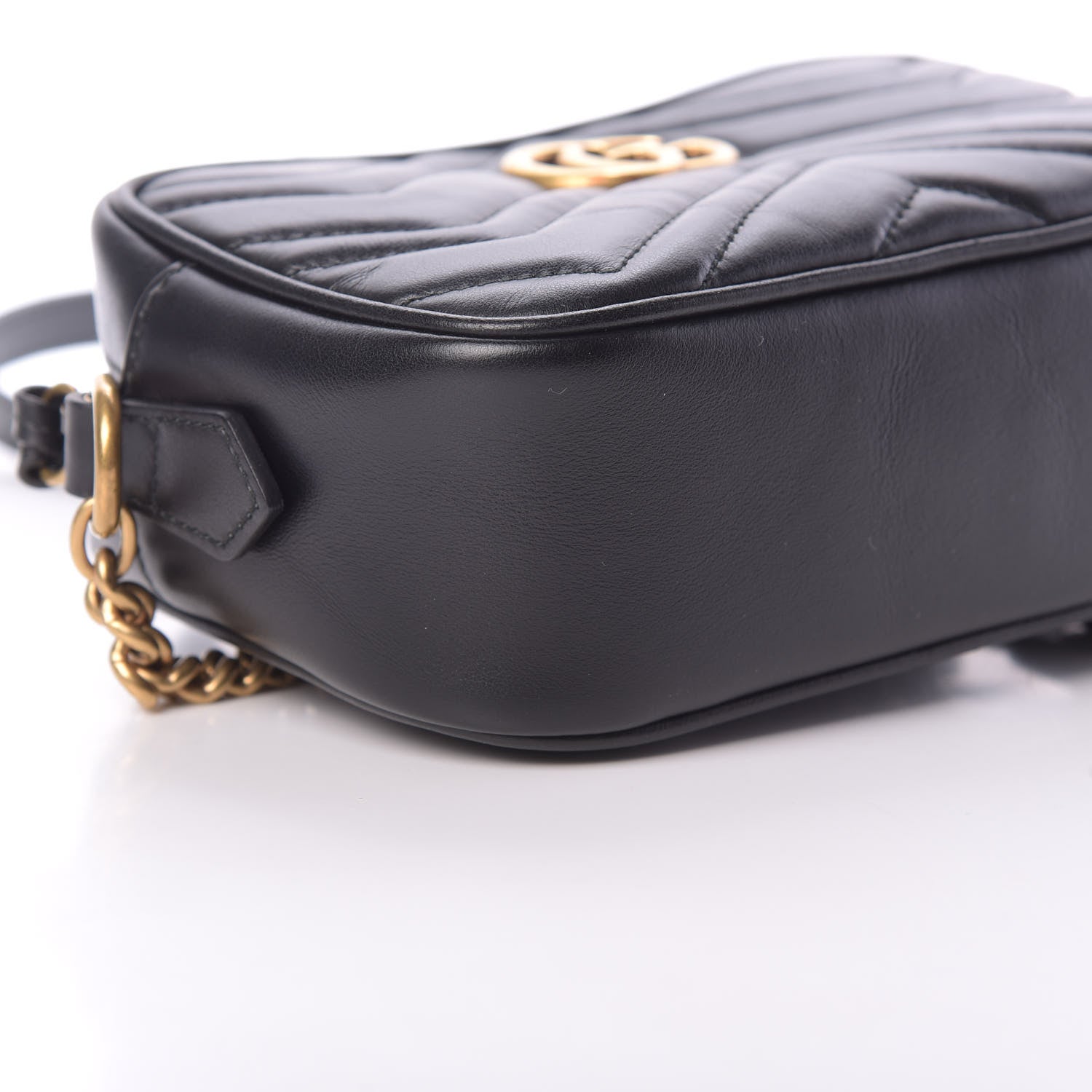 Gucci Calfskin Matelasse Mini GG Marmont Chain Shoulder Bag Black 9 of 11