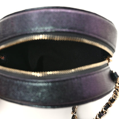 Chanel Iridescent Caviar Quilted Round Clutch With Chain Black 5 of 10
