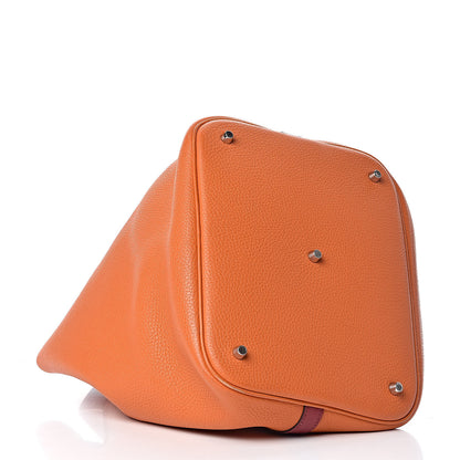 Hermes Taurillon Clemence Swift Eclat Picotin Lock 26 GM Orange Rouge Grenat 4 of 13