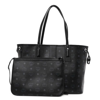 MCM Grained Calfskin Visetos Medium Liz Reversible Shopper Tote Black 1 of 16