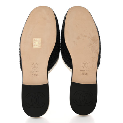 Chanel Crochet CC Mules 38.5 Black Ivory 5 of 12