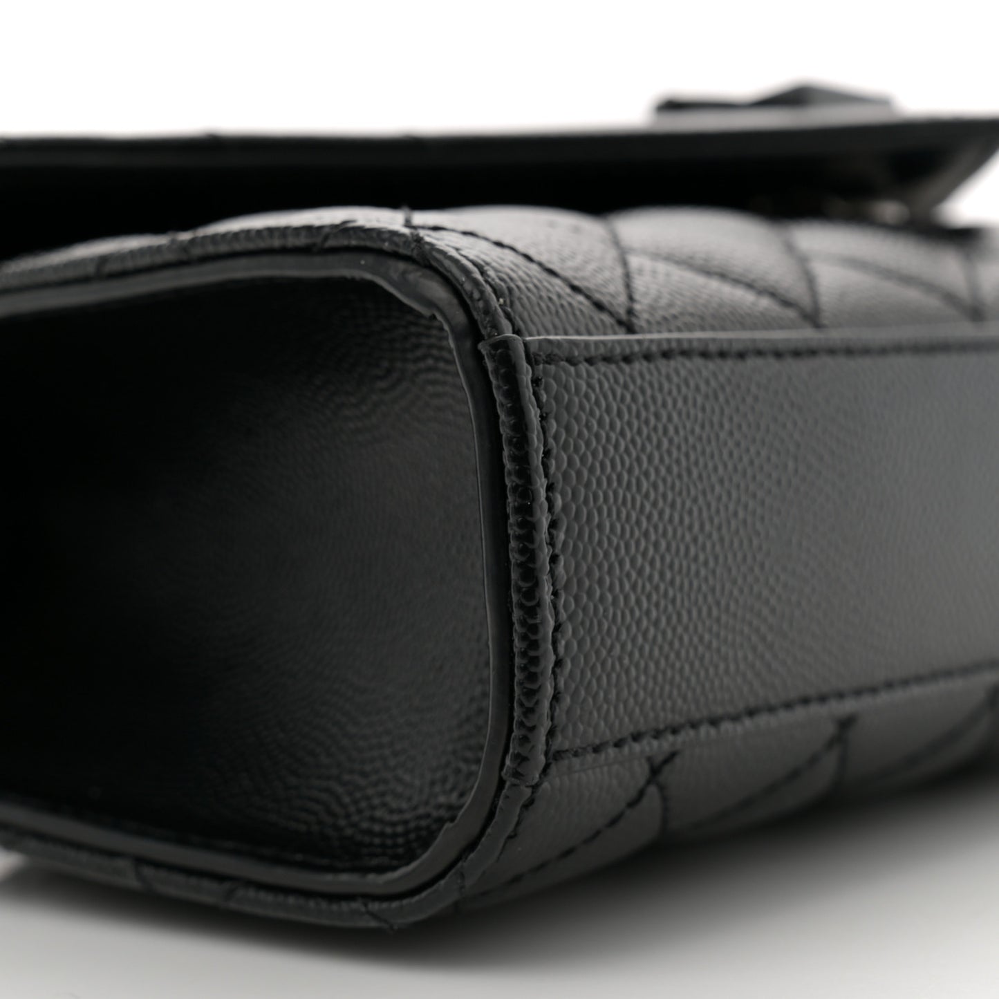 Grain De Poudre Textured Mixed Matelasse Triquilt Small Monogram Monochrome Satchel Black