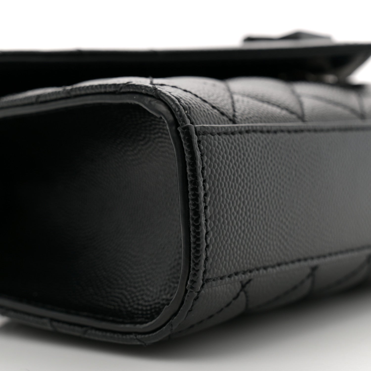 Saint Laurent Grain De Poudre Textured Mixed Matelasse Triquilt Small Monogram Monochrome Satchel Black 9 of 10