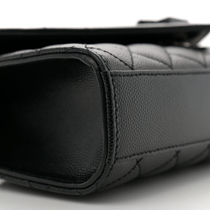 Saint Laurent Grain De Poudre Textured Mixed Matelasse Triquilt Small Monogram Monochrome Satchel Black 9 of 10