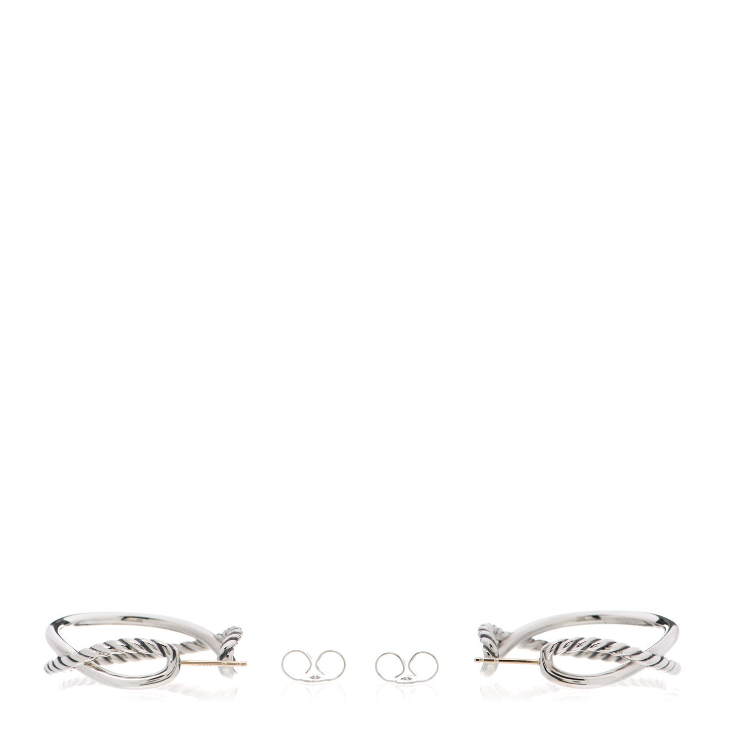 Sterling Silver Crossover Cable Hoop Earrings
