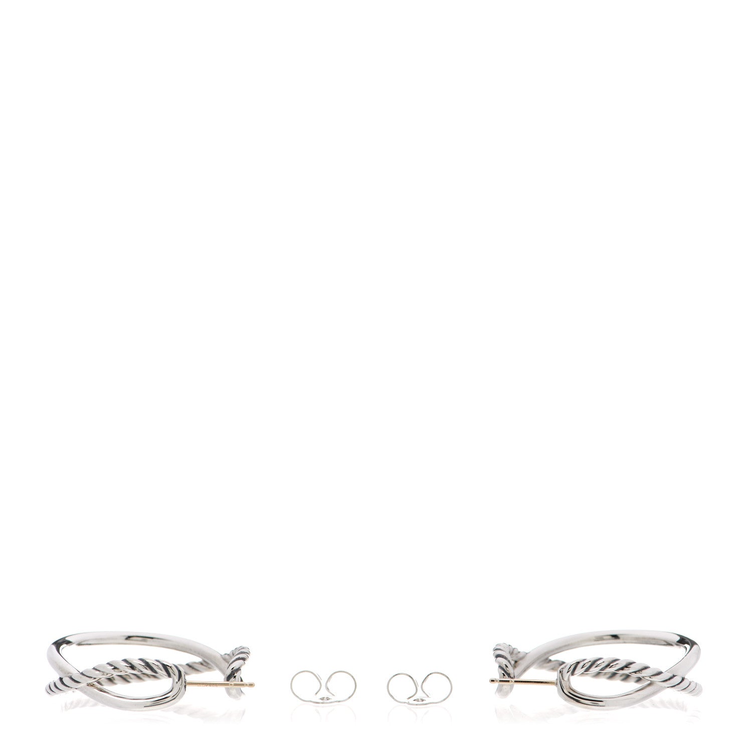 David Yurman Sterling Silver Crossover Cable Hoop Earrings 3 of 5