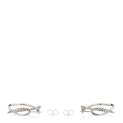 David Yurman Sterling Silver Crossover Cable Hoop Earrings 3 of 5