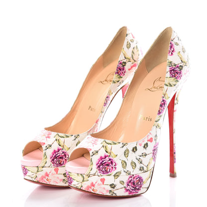 Christian Louboutin Watersnake Fiori Fetish Peep 150 Pumps 38.5 Latte Pompadour 3 of 7