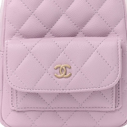 Chanel Caviar Quilted CC Mini Classic Backpack Light Purple 8 of 11