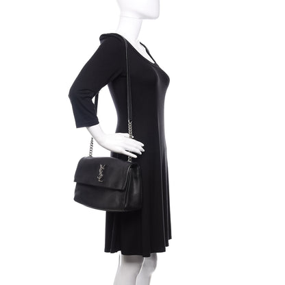 Saint Laurent Grain De Poudre Medium West Hollywood Monogram Fold-Over Black 2 of 13