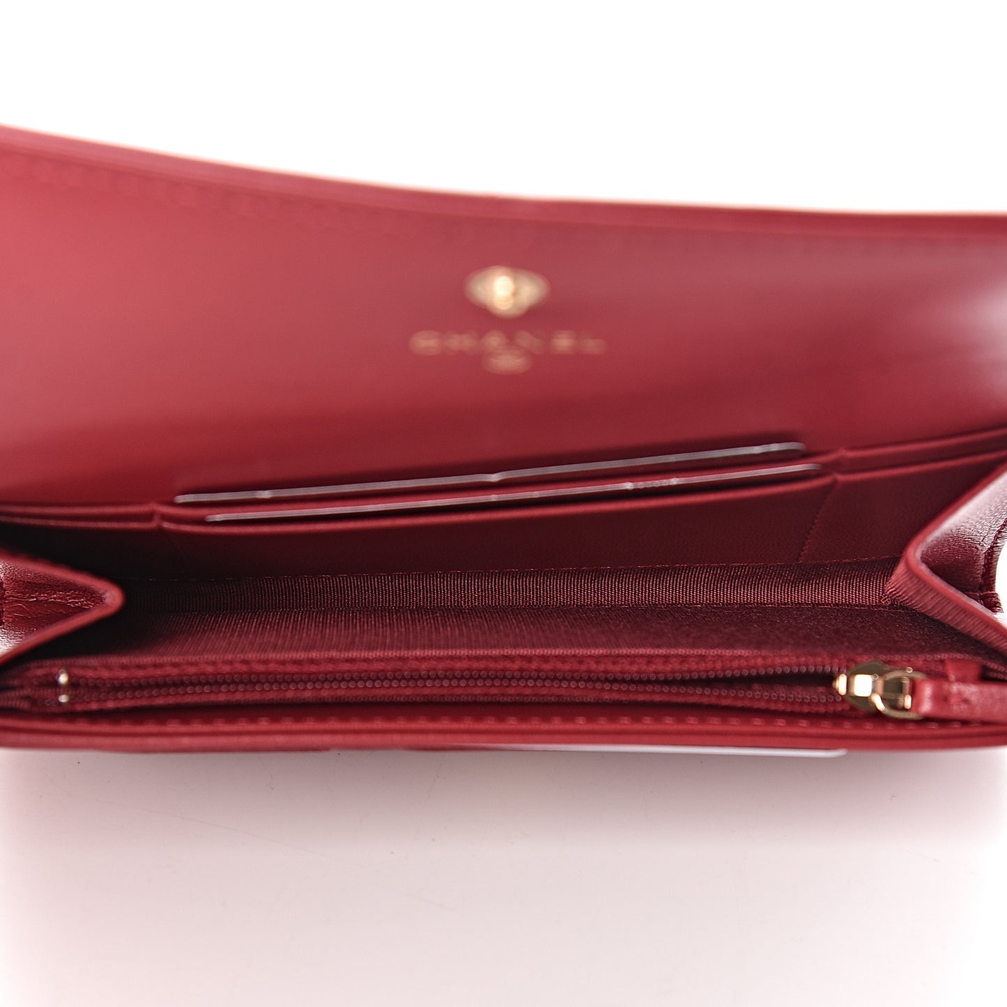 Goatskin Quilted 19 Flap Wallet Red