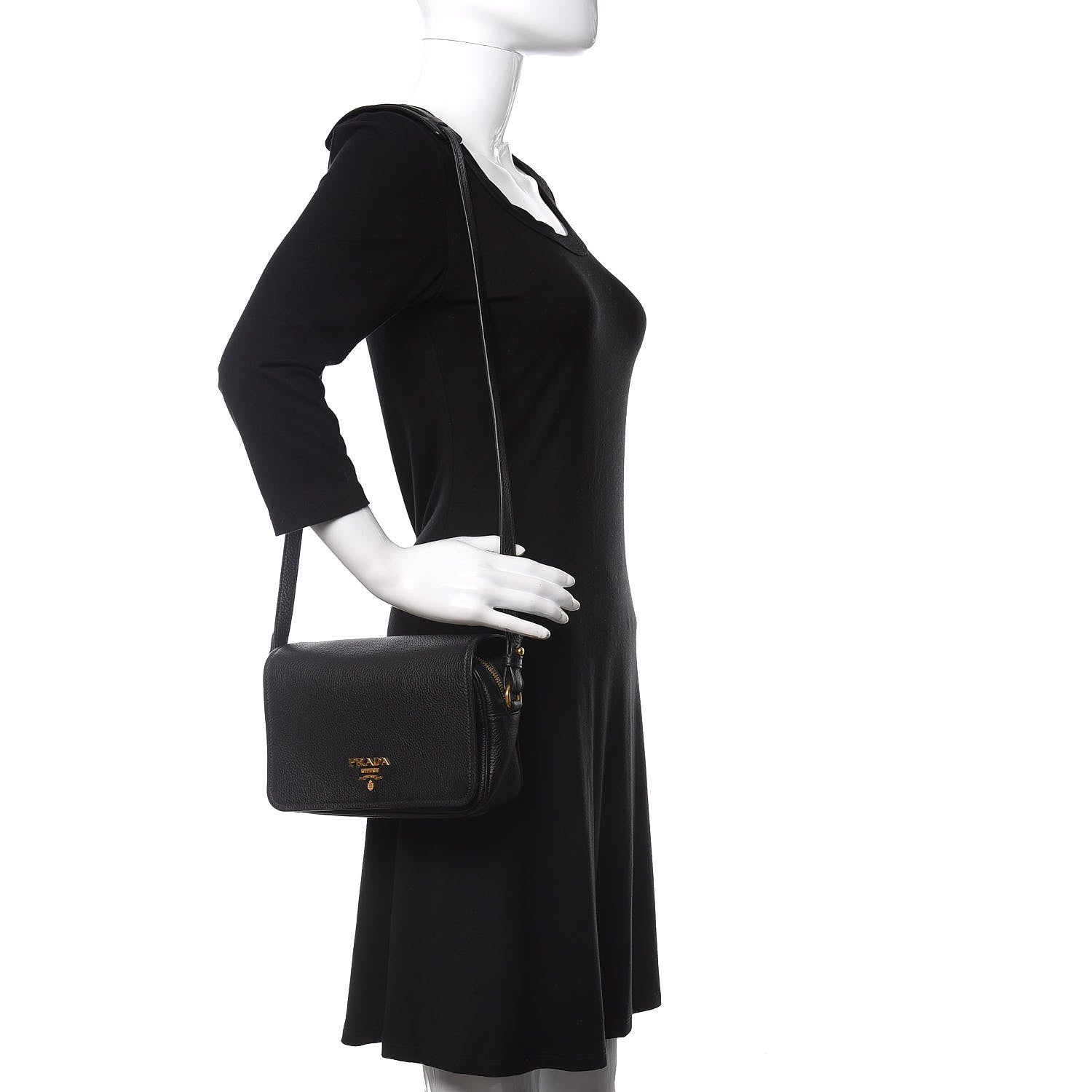 Prada Vitello Phenix Crossbody Bag Black 2 of 11