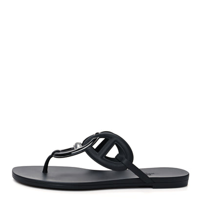 Hermes Rubber Womens Egerie Sandals 40 Black 1 of 7