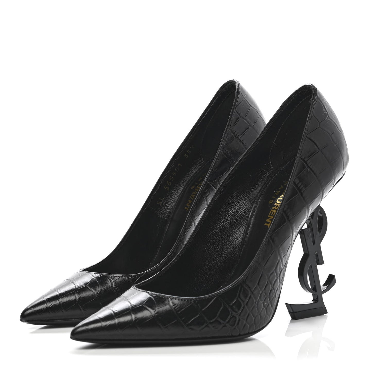 Calfskin Crocodile Embossed Opyum 110 Pumps 35.5 Black