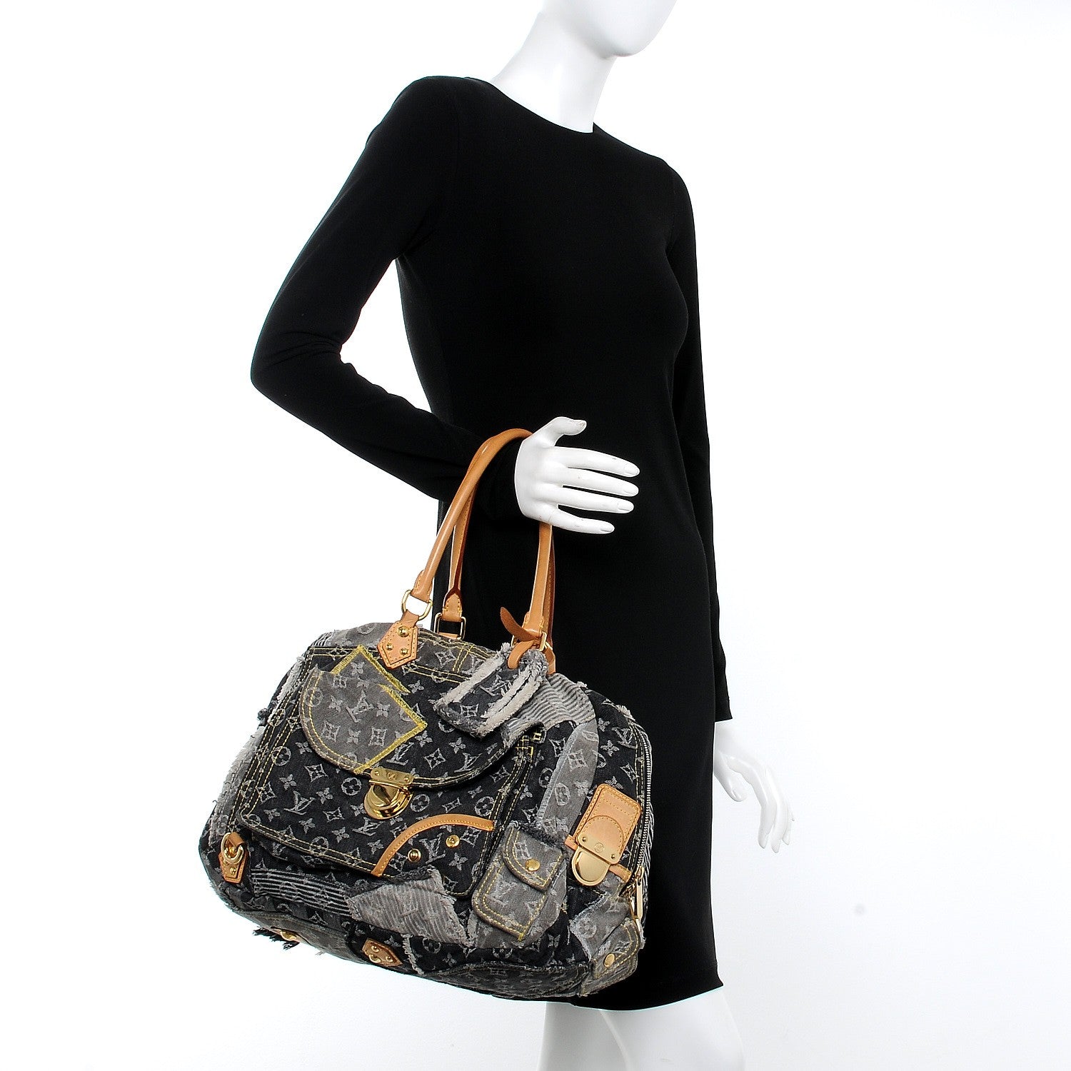 Louis Vuitton Denim Patchwork Bowly Black 2 of 11