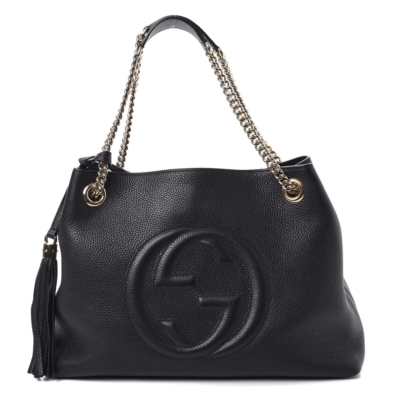 Gucci Pebbled Calfskin Medium Soho Chain Shoulder Bag Black 1 of 12