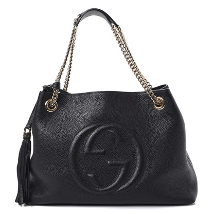 Gucci Pebbled Calfskin Medium Soho Chain Shoulder Bag Black 1 of 12