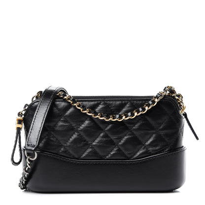 Chanel Aged Calfskin Quilted Small Gabrielle Clutch With Chain Black 1 of 11