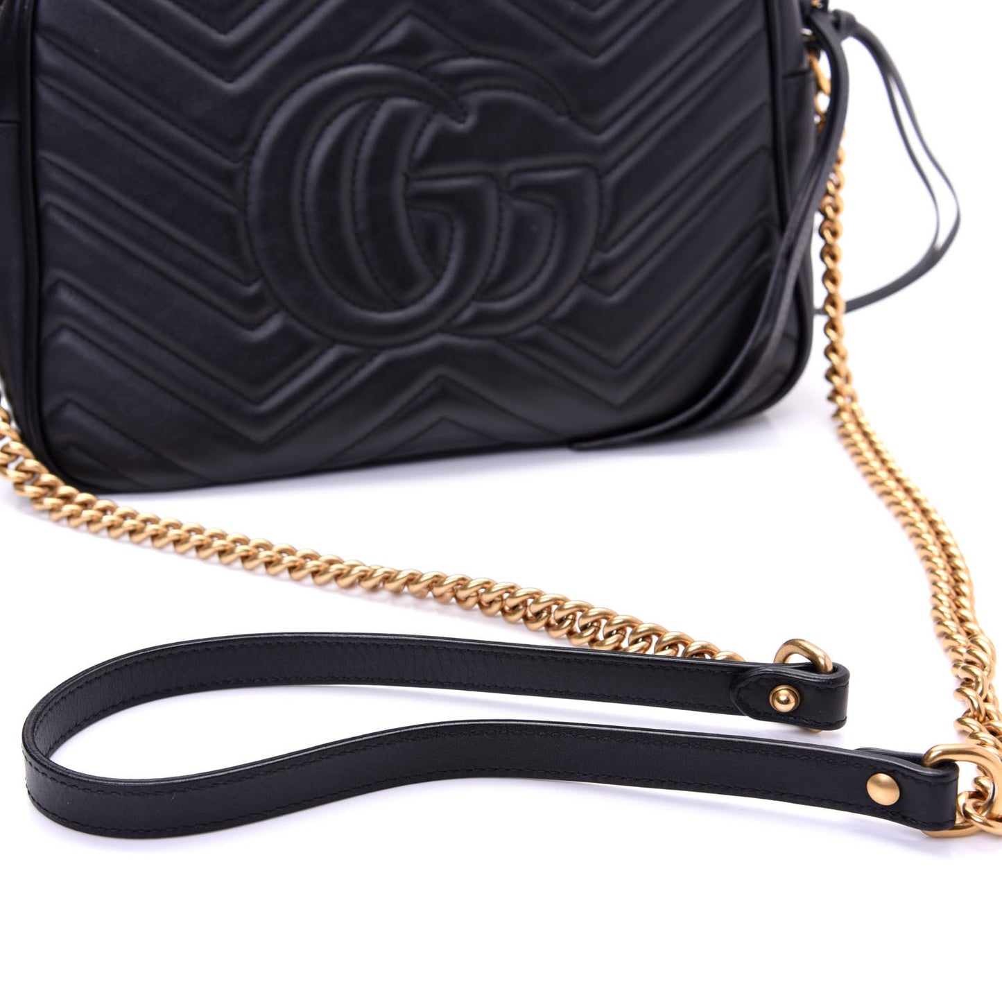 Calfskin Matelasse Medium GG Marmont Chain Shoulder Bag Black