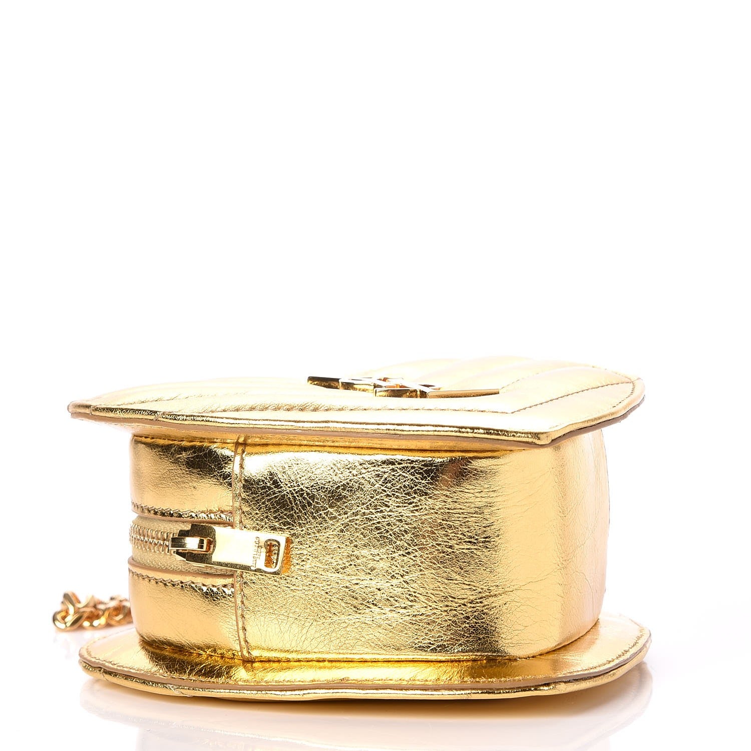 Saint Laurent Metallic Calfskin Matelasse Chevron Monogram Small Love Heart Chain Bag Gold 4 of 9