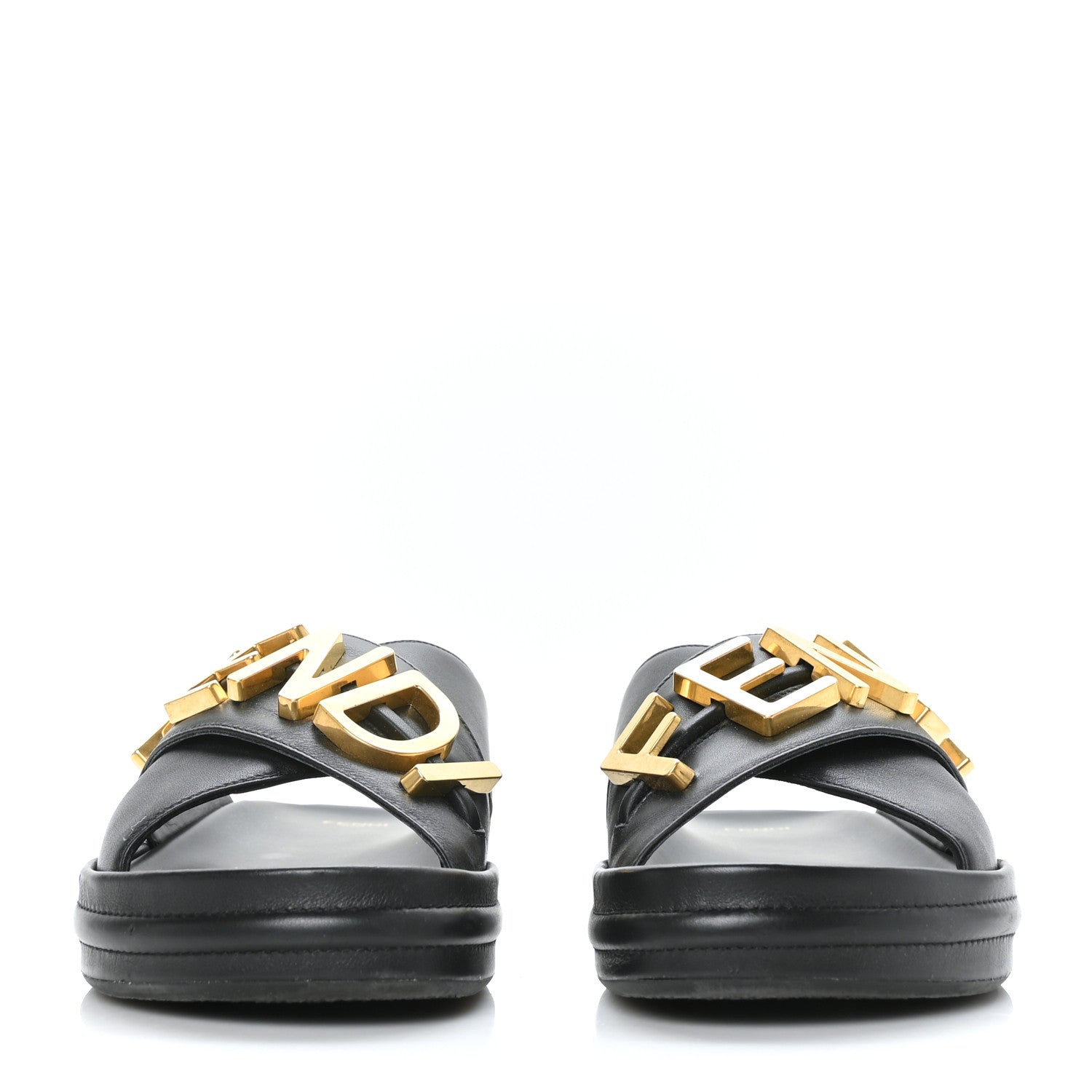 Fendi Vitello Womens Fendigraphy Slide Sandals 41 Black 2 of 7