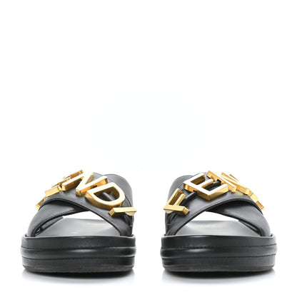 Fendi Vitello Womens Fendigraphy Slide Sandals 41 Black 2 of 7