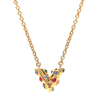 Louis Vuitton Swarovski Essential V Necklace Multicolor Gold 3 of 6