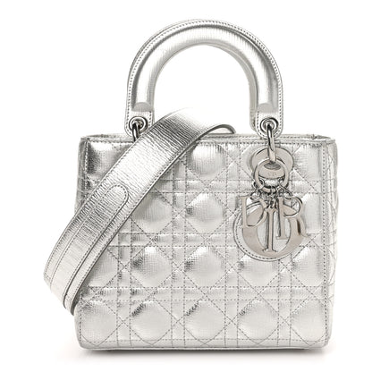 Christian Dior Metallic Grained Calfskin Cannage Small Lucky Badges My Lady Dior Silver 1 of 13