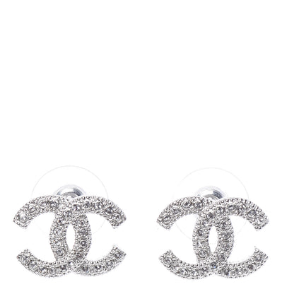 Chanel Crystal CC Earrings Silver 1 of 5