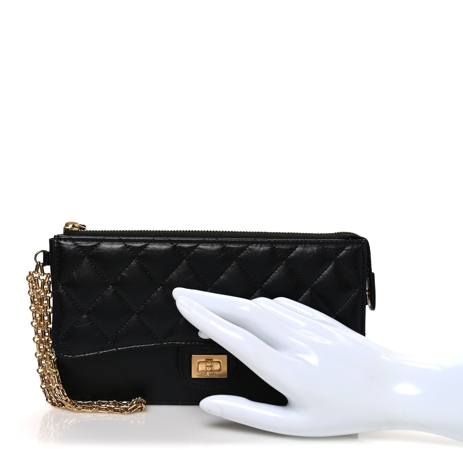 Chanel Aged Calfskin Quilted 2.55 Reissue Pouch With Chain Handle