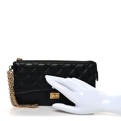Chanel Aged Calfskin Quilted 2.55 Reissue Pouch With Chain Handle Black 2 of 8