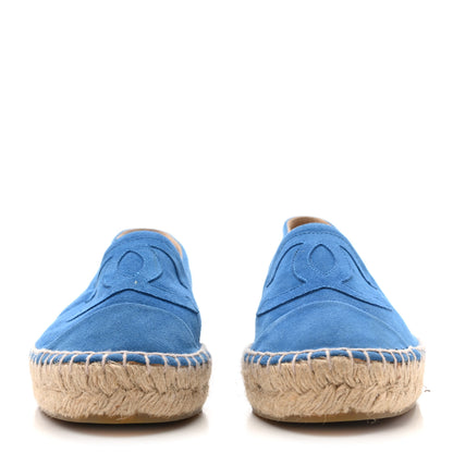 Chanel Kid Suede CC Espadrilles 35 Blue 3 of 16