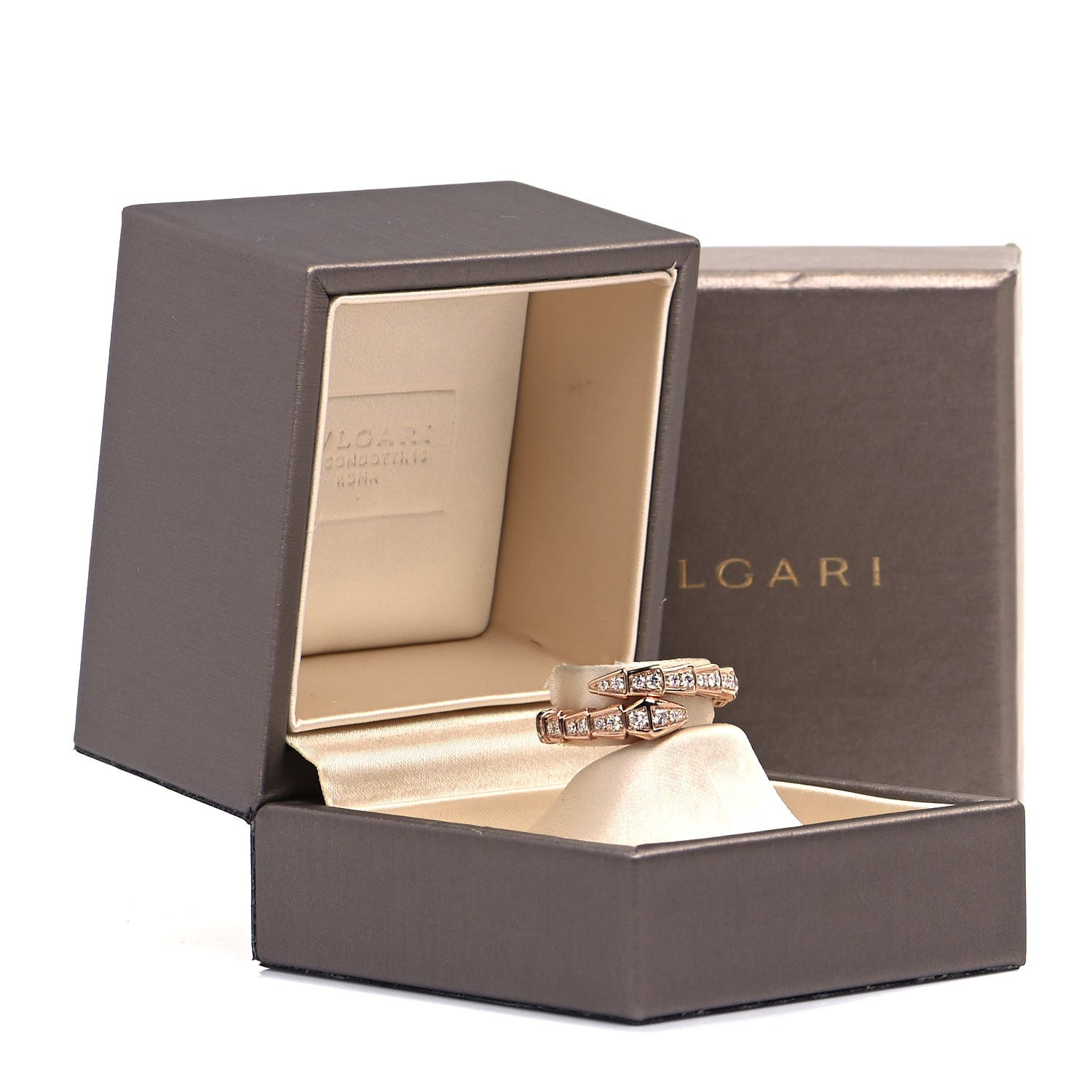 Bulgari 18K Rose Gold Diamond Serpenti Viper Pave Ring L 5 of 5