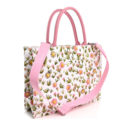Christian Dior Cotton Toile De Jouy Daisy Garden Embroidered Dior Medaillon Small Book Tote With Strap Pink Multicolor 3 of 12