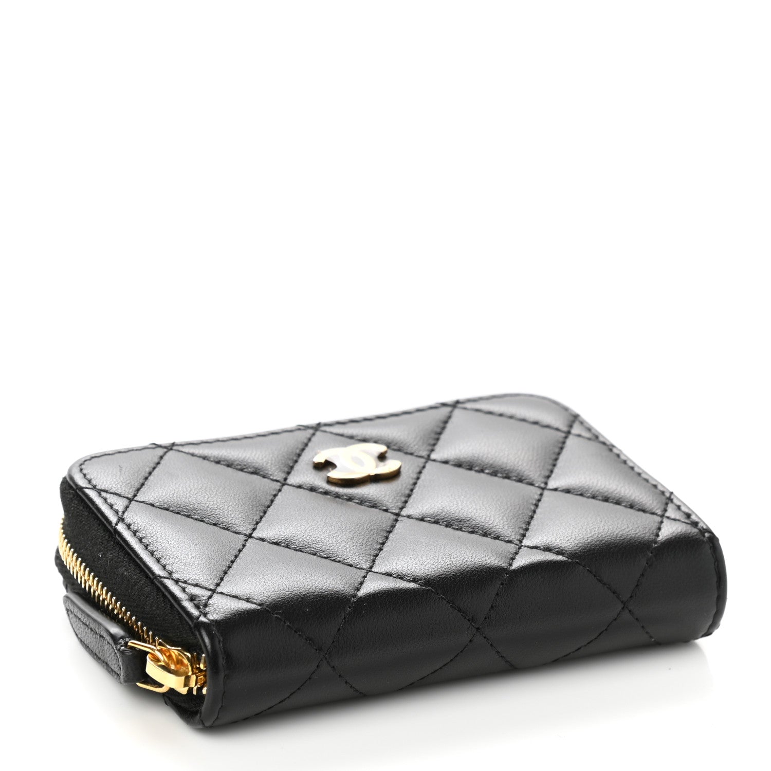 Chanel Lambskin Quilted Zip Coin Purse Black 3 of 8